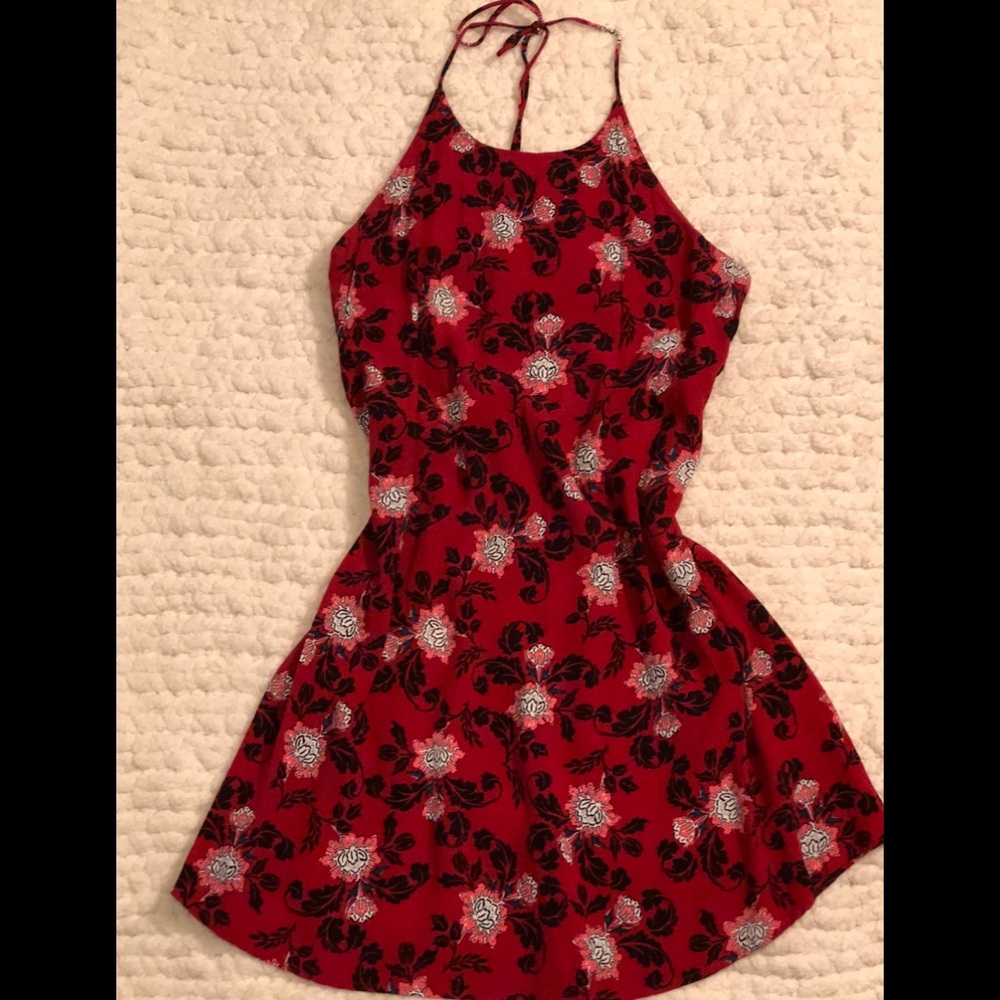 Open back halter dress
